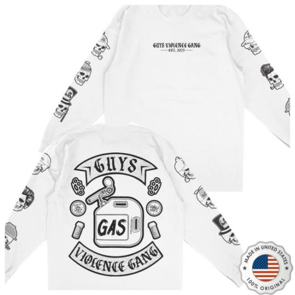 The Guysery Store Merch Violence Gang Long Sleeve White Tee