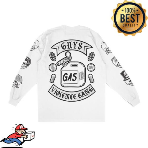 The Guysery Store Merch Violence Gang Long Sleeve White Tee