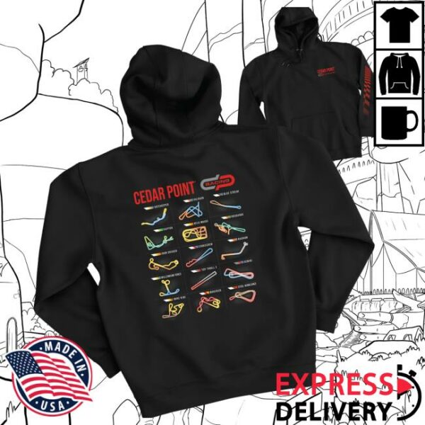 Cedar Fair Store Merch Cedar Point Track Layout Hooded Sweatshirt