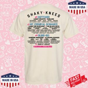 Shaky Knees Festival Store Merch Rabbits Lineup Tee Shaky Knees Festival Store Merch Rabbits Lineup Tee