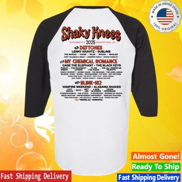 Shaky Knees Festival Store Merch Dragon Raglan Lineup Tee