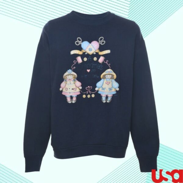 Beyond Retro Store Merch Navy Printed Glitter Sweatshirt