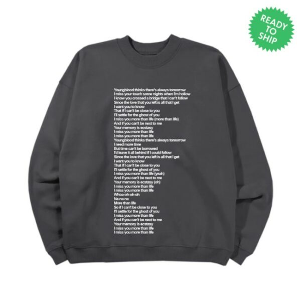 Justin Bieber Music Store Merch Ghost Lyrics Crewneck