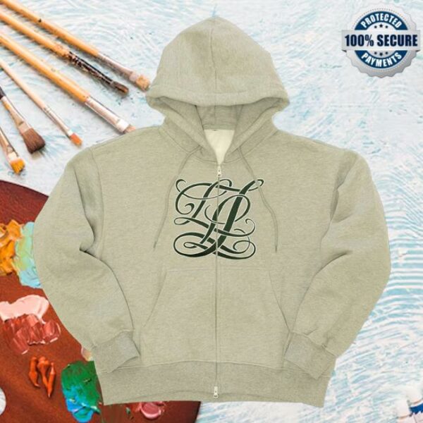 Earl Sweatshirt Merch Store Lll Applique Zip Up Hoodie Heather Grey