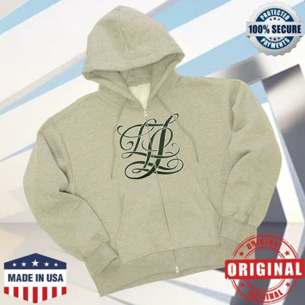 Earl Sweatshirt Merch Store Lll Applique Zip Up Hoodie Heather Grey
