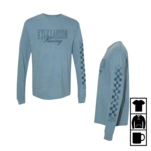 Kyle Larson Shop Merch Kyle Larson Racing Check Design Adult Ice Blue Long Sleeve T-Shirt
