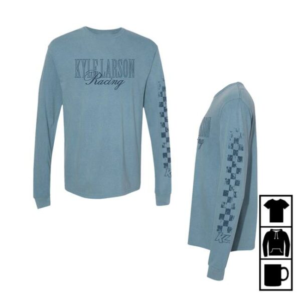 Kyle Larson Shop Merch Kyle Larson Racing Check Design Adult Ice Blue Long Sleeve T-Shirt
