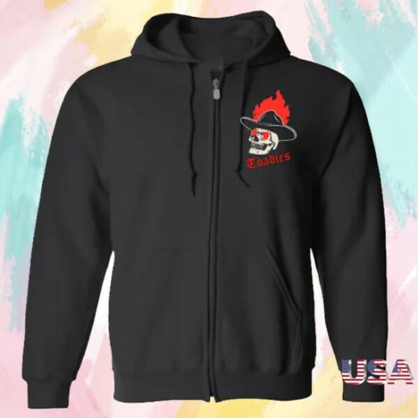 Toadies Official Store Merch Cowboy In Flames Zip Up Hoodie