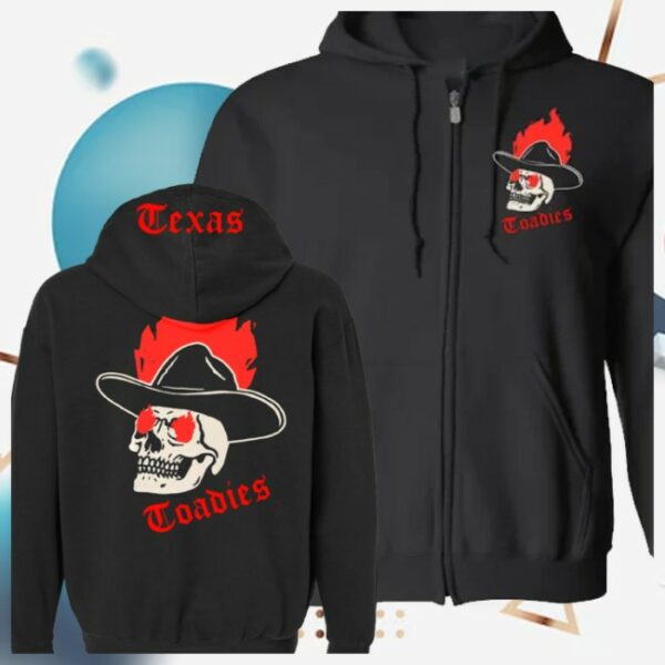 Toadies Official Store Merch Cowboy In Flames Zip Up Hoodie