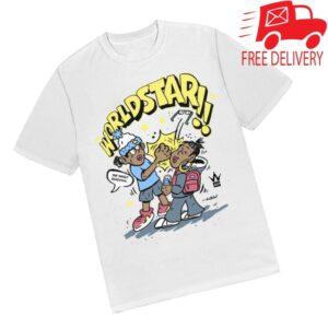 Worldstarhiphop Store Merch Sharkiesha Cartoon White T-Shirt