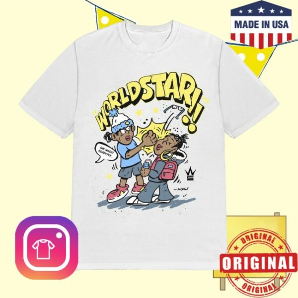 Worldstarhiphop Store Merch Sharkiesha Cartoon White T-Shirt