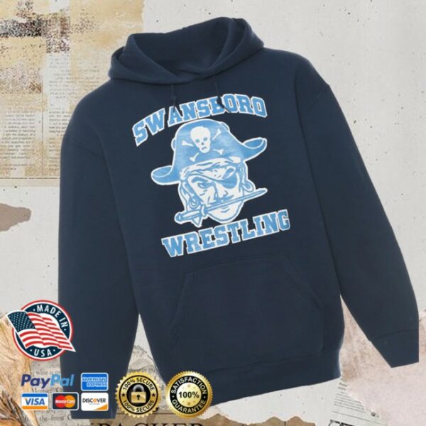 Beyond Retro Store Merch Swansboro Wrestling Printed Navy Hoodie