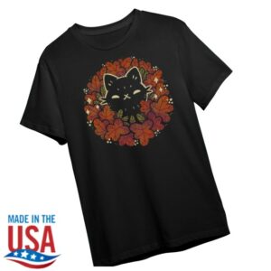 Shark Robot Store Merch Cute Black Cat In Autumn Shirt Shark Robot Store Merch Cute Black Cat In Autumn Shirt