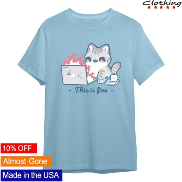Shark Robot Store Merch This Is Fine Cat