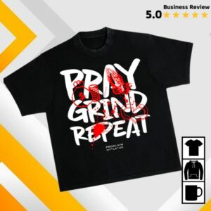 Proclaim Merch Store Pray Grind Repeat Black Red Graffiti T-Shirt
