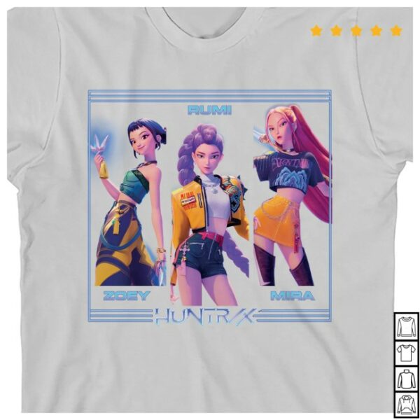 Bioworldmerch Store Kpop Demon Hunters Huntrix On White Short Sleeve Kids T Shirt