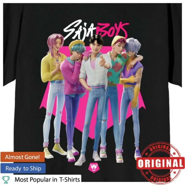 Bioworldmerch Store Kpop Demon Hunters Saja Boys On Black Short Sleeve Adult T Shirt