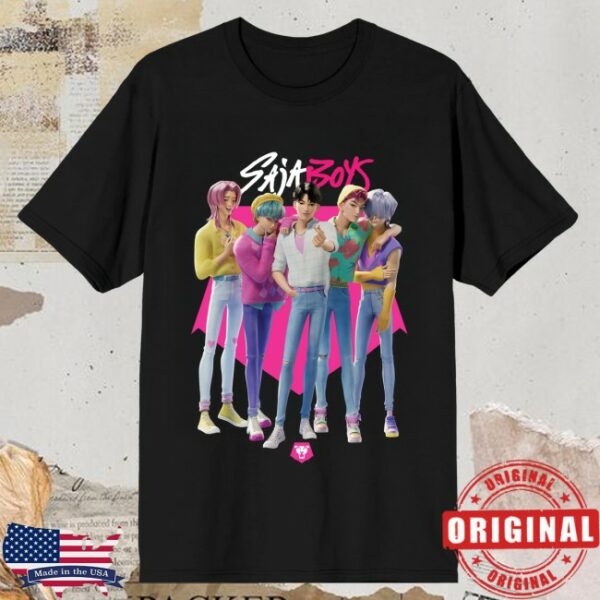 Bioworldmerch Store Kpop Demon Hunters Saja Boys On Black Short Sleeve Adult T Shirt