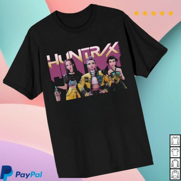 Bioworldmerch Store Kpop Demon Hunters Huntrix Trio On Black Short Sleeve Adult T Shirt