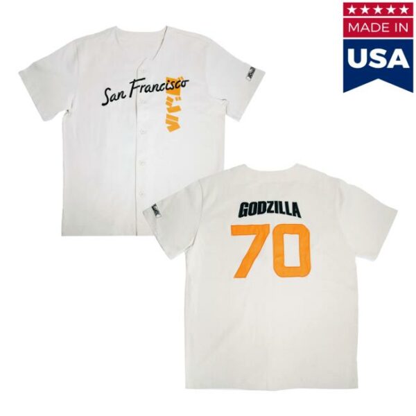 Godzilla Merch Store Godzilla Baseball Collection 70Th Anniversary San Francisco Jersey