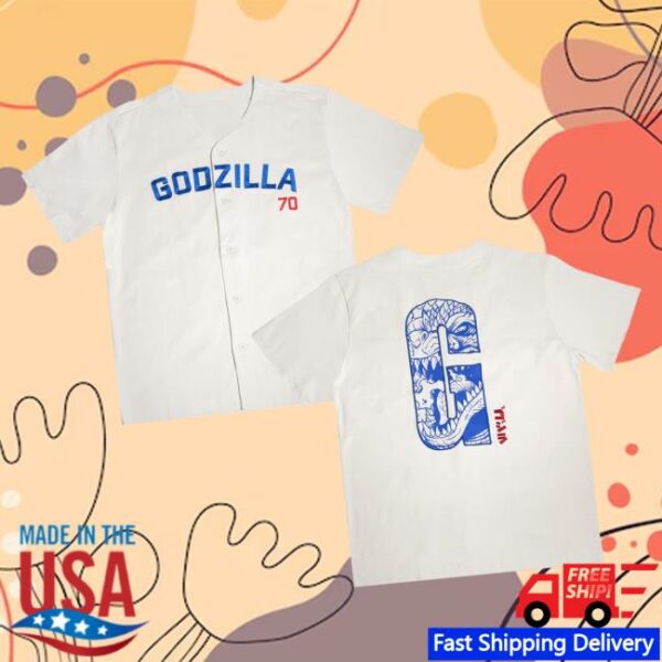 Godzilla Merch Store Godzilla Baseball Collection Cream Jersey