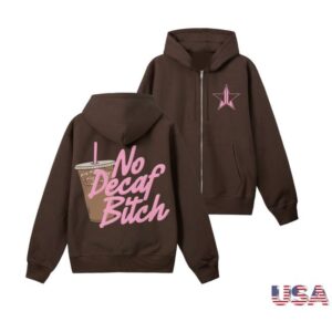 Jeffree Star Cosmetics Shop Merch No Decaf Brown Zip-Up Hoodie