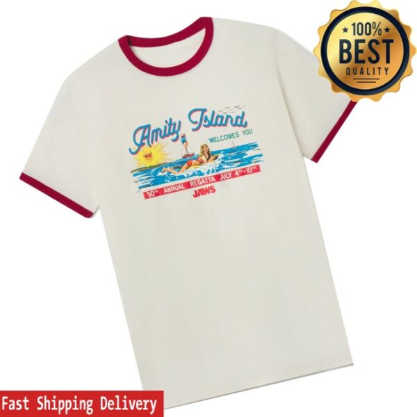 Academy Museum Store Store Merch Jaws Amity Island Ringer Tee