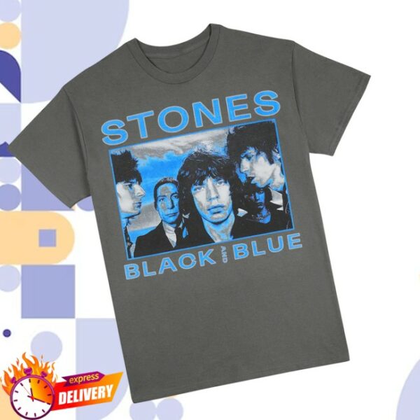 The Rolling Stones Shop Store Merch Black And Blue Charcoal T-Shirt