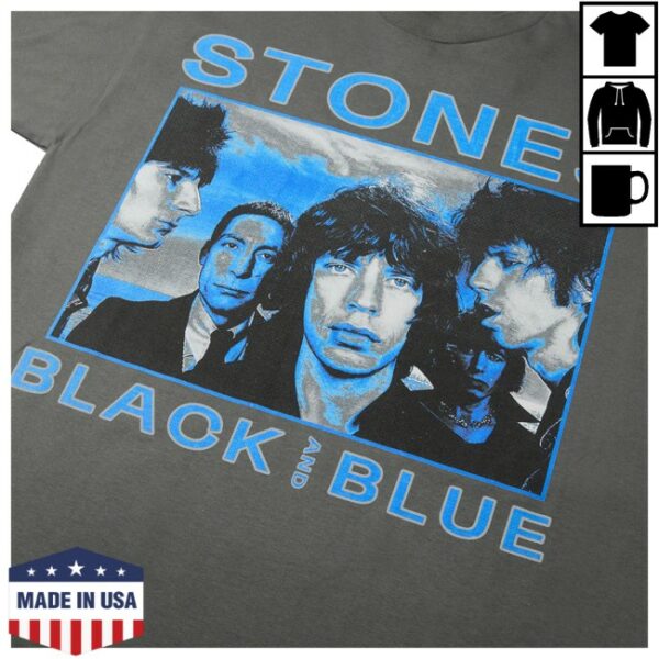 The Rolling Stones Shop Store Merch Black And Blue Charcoal T-Shirt
