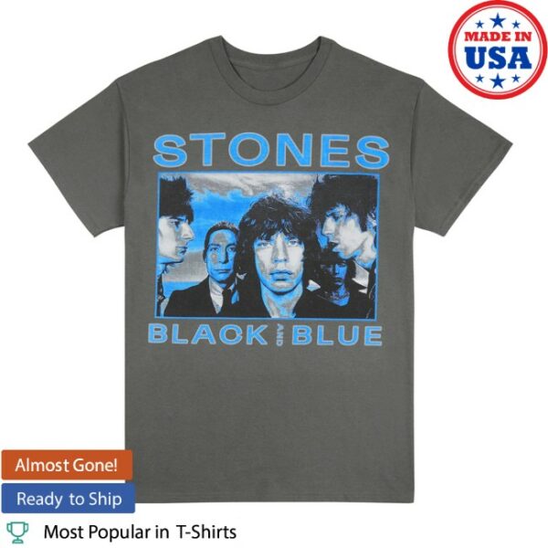 The Rolling Stones Shop Store Merch Black And Blue Charcoal T-Shirt