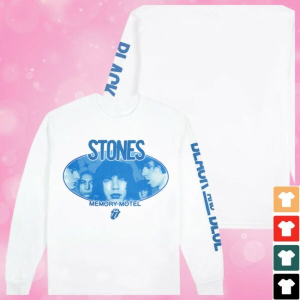 The Rolling Stones Shop Store Merch Black And Blue White Longsleeve T-Shirt