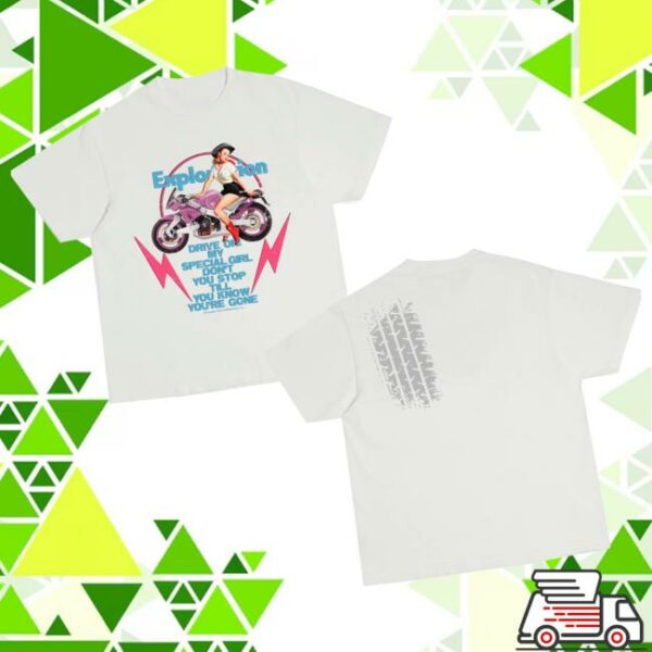 Ceecla Merch Store Motorcycle Girl T-Shirt In White