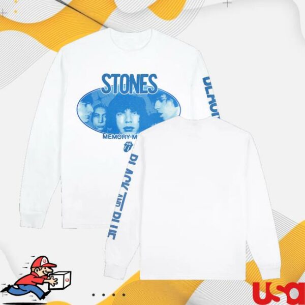 The Rolling Stones Shop Merch Black And Blue White Longsleeve T-Shirt