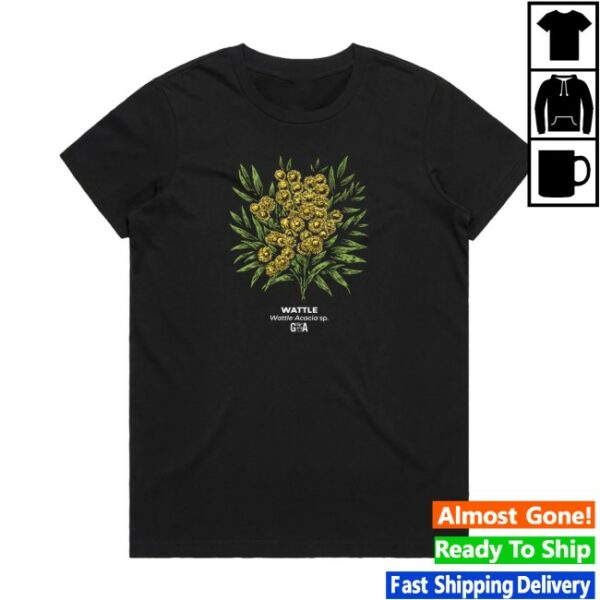 Gardening Australia Store Merch Wattle Acacia Sp Coloured Women’s Tee Black