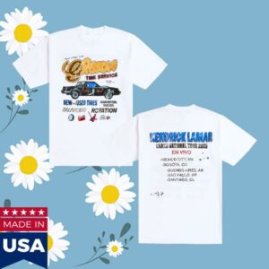 Grand National Tour Merch Store Kendrick Lamar Gloria Tire Service Latam T-Shirt Grand National Tour Merch Store Kendrick Lamar Gloria Tire Service Latam T-Shirt