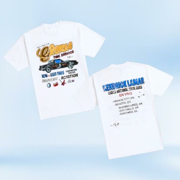 Grand National Tour Merch Store Kendrick Lamar Gloria Tire Service Latam T-Shirt