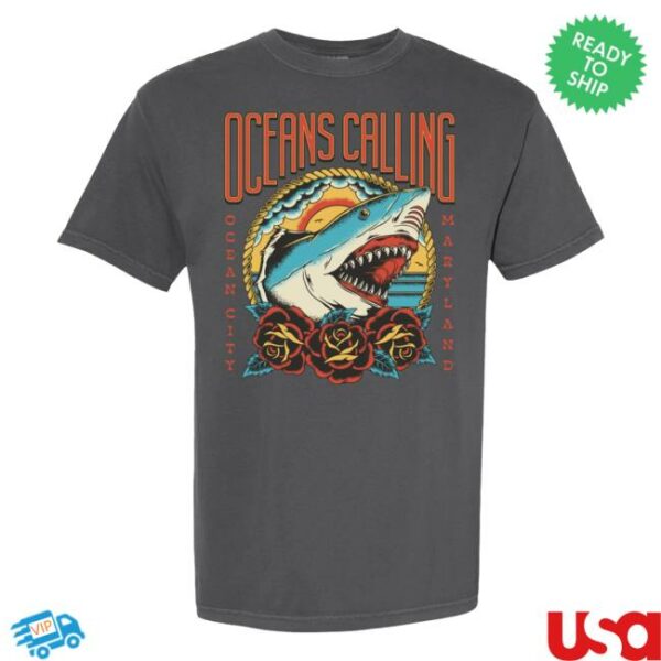Oceans Calling Merch Store Shark Lineup Tee