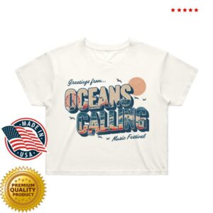 Oceans Calling Merch Store Women’s Postcard Crop Tee