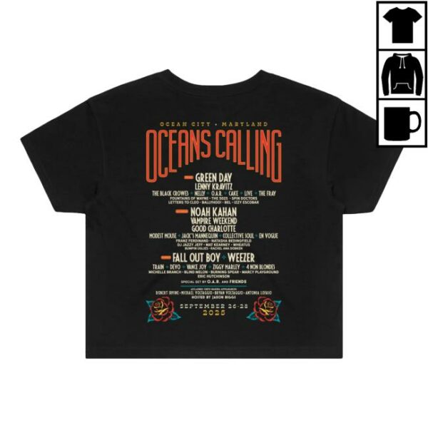 Oceans Calling Merch Store Women’s Rose Lineup Crop Tee