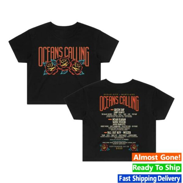 Oceans Calling Merch Store Women’s Rose Lineup Crop Tee
