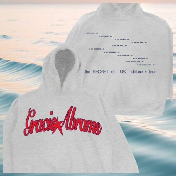 Gracie Abrams Store Merch Secret Tour Heather Grey Star Hoodie