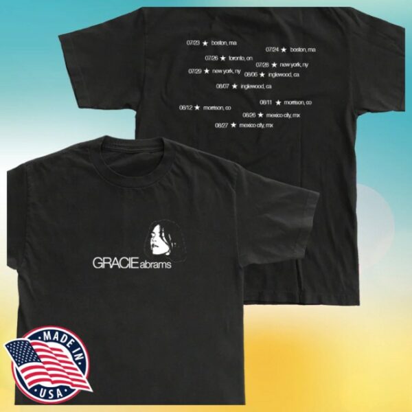 Gracie Abrams Store Merch Tsou Deluxe Tour Black Dateback T-Shirt
