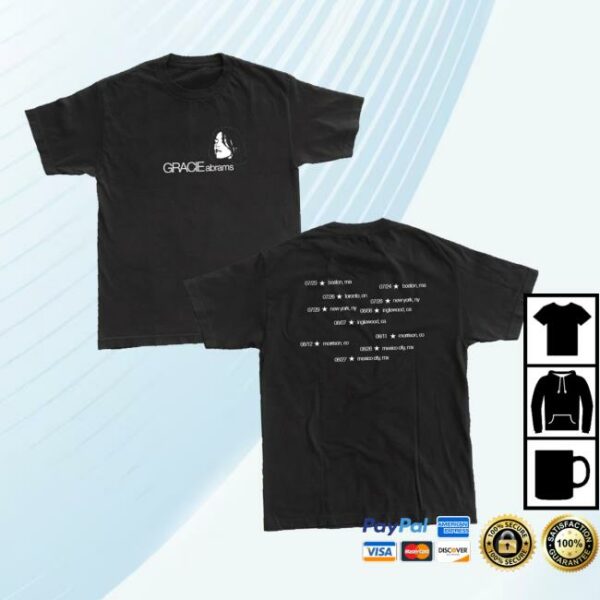 Gracie Abrams Merch Store Tsou Deluxe Tour Black Dateback T-Shirt