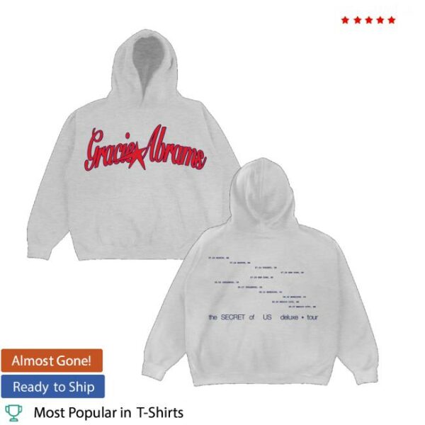 Gracie Abrams Merch Store Secret Tour Heather Grey Star Hoodie