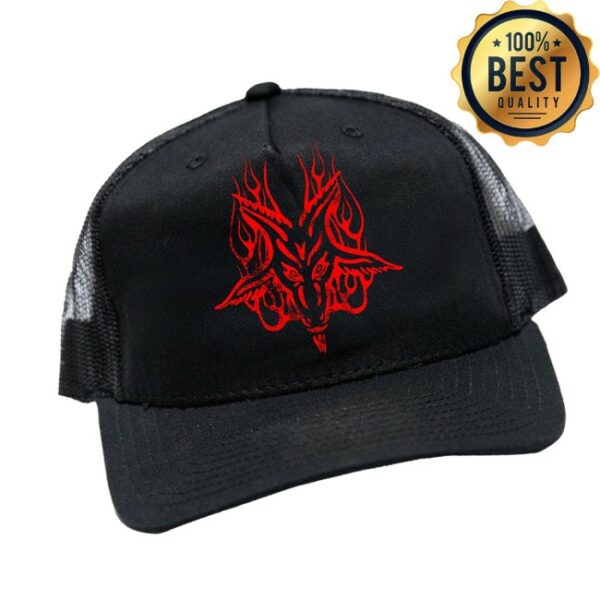 Blackcraftcult Store Merch Red Baphomet Trucker Hat