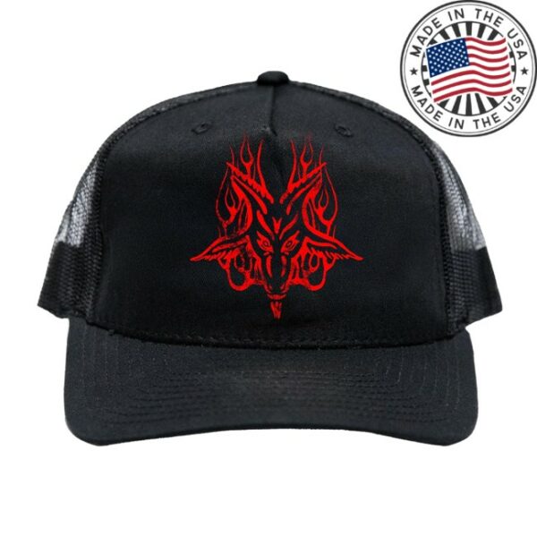 Blackcraftcult Store Merch Red Baphomet Trucker Hat