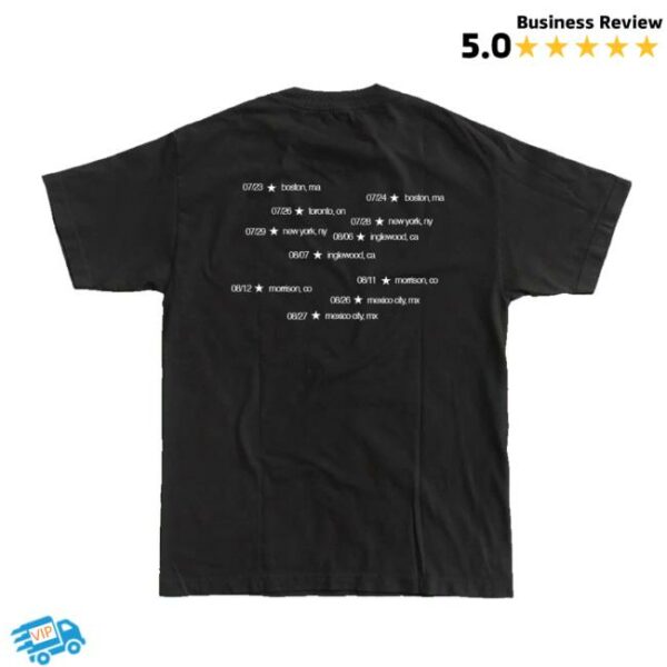 Gracie Abrams Merch Tsou Deluxe Tour Black Dateback T-Shirt