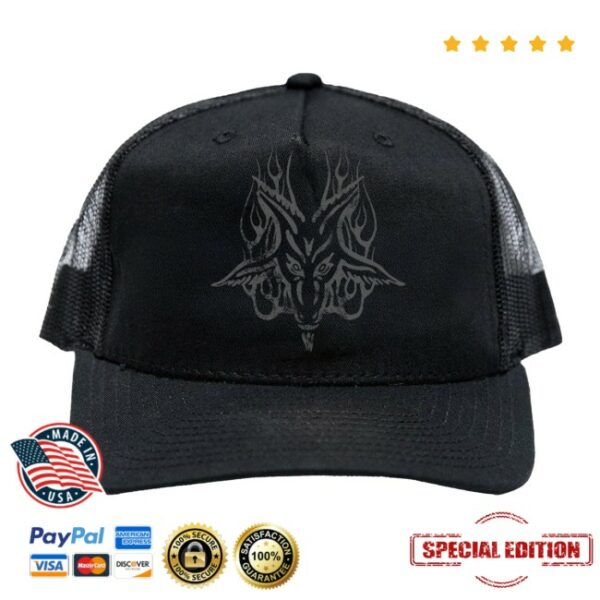 Blackcraftcult Store Merch Grey Baphomet Trucker Hat