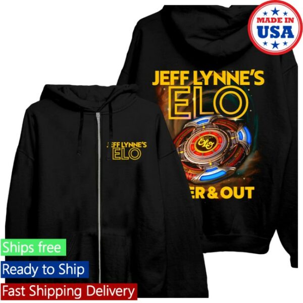 Jeff Lynne’s Elo Store Merch Over And Out Us 2024 Zip Up Hoodie