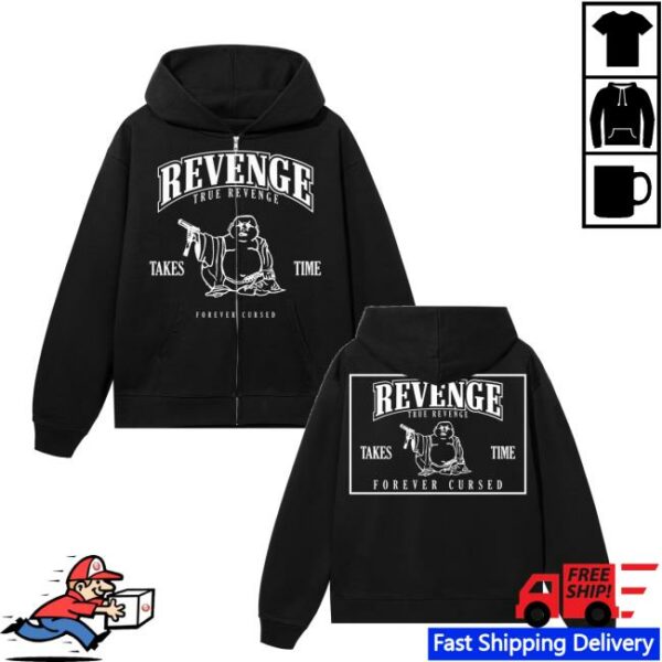 Revenge Merch Store Tru Revenge Zip Black White Zip Up Hoodie